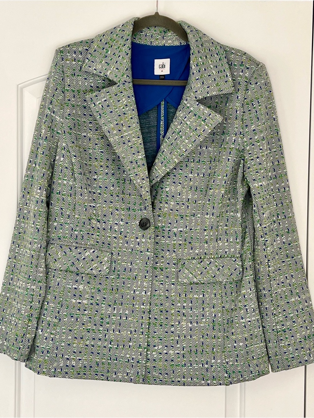 CAbi Blue and Green “Presentation” Single-Button Blazer